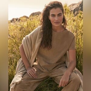 J. Jill Brown Faux Suede Short Sleeve Top Shirt